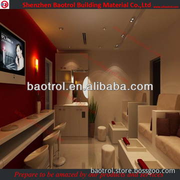 Beauty acrylic solid surface salon furniture nail bar furniture